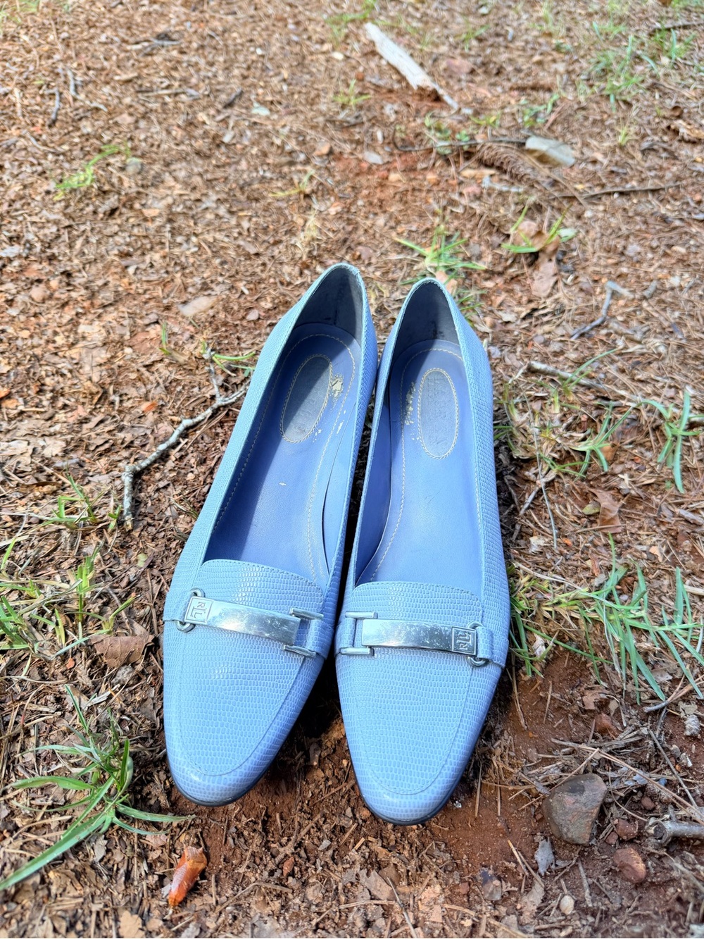 Ralph Lauren Light Blue Women's Loafers with Silver Bit